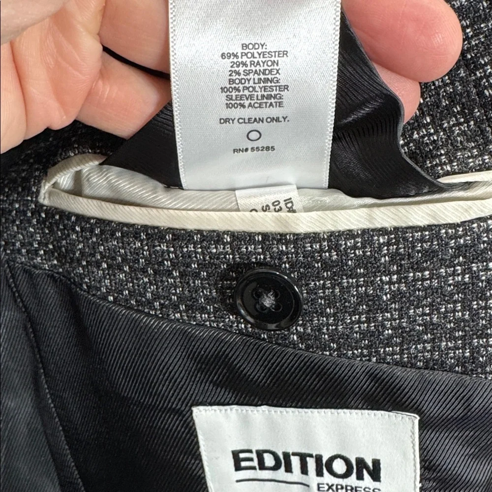 Express  Charcoal Checkered Blazer‎ NWOT